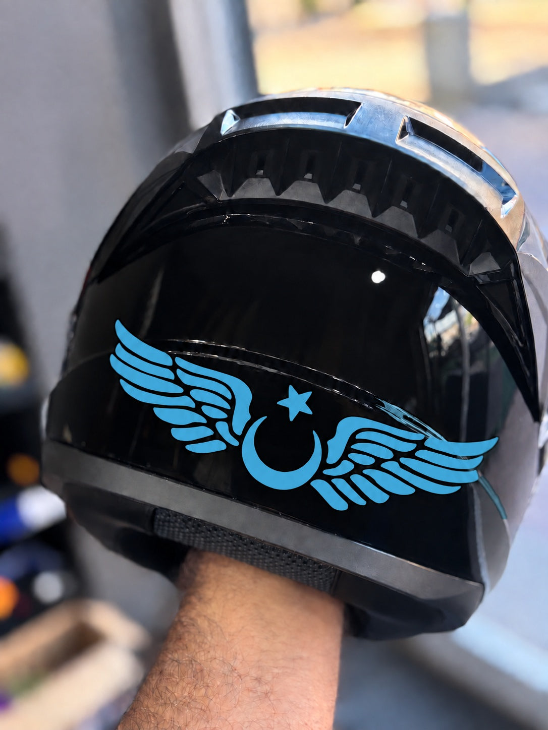 Motosiklet ve Kask için Kanatlı Bayrak Sticker Etiket (20CM)