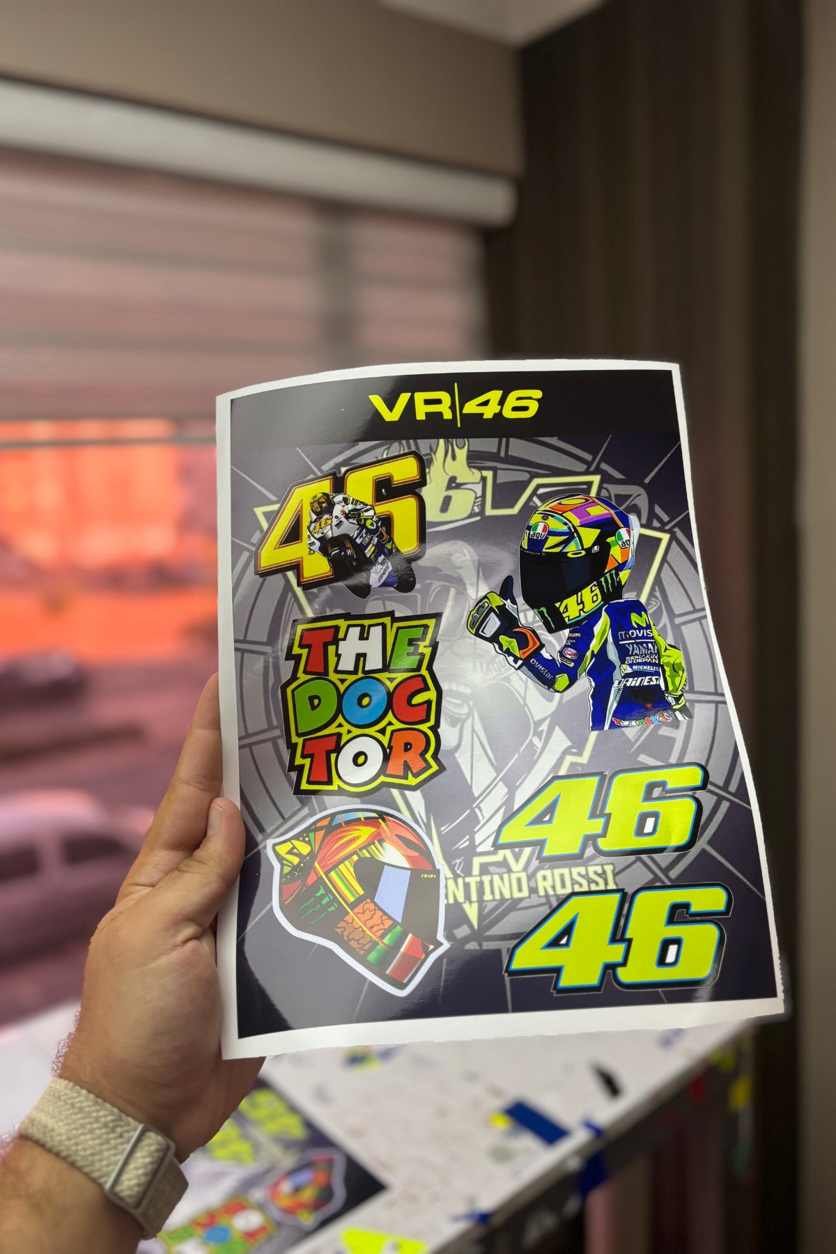 Motosiklet Severler 6 Adet Sticker içeren VR46 Rossi A4 Sticker Pack