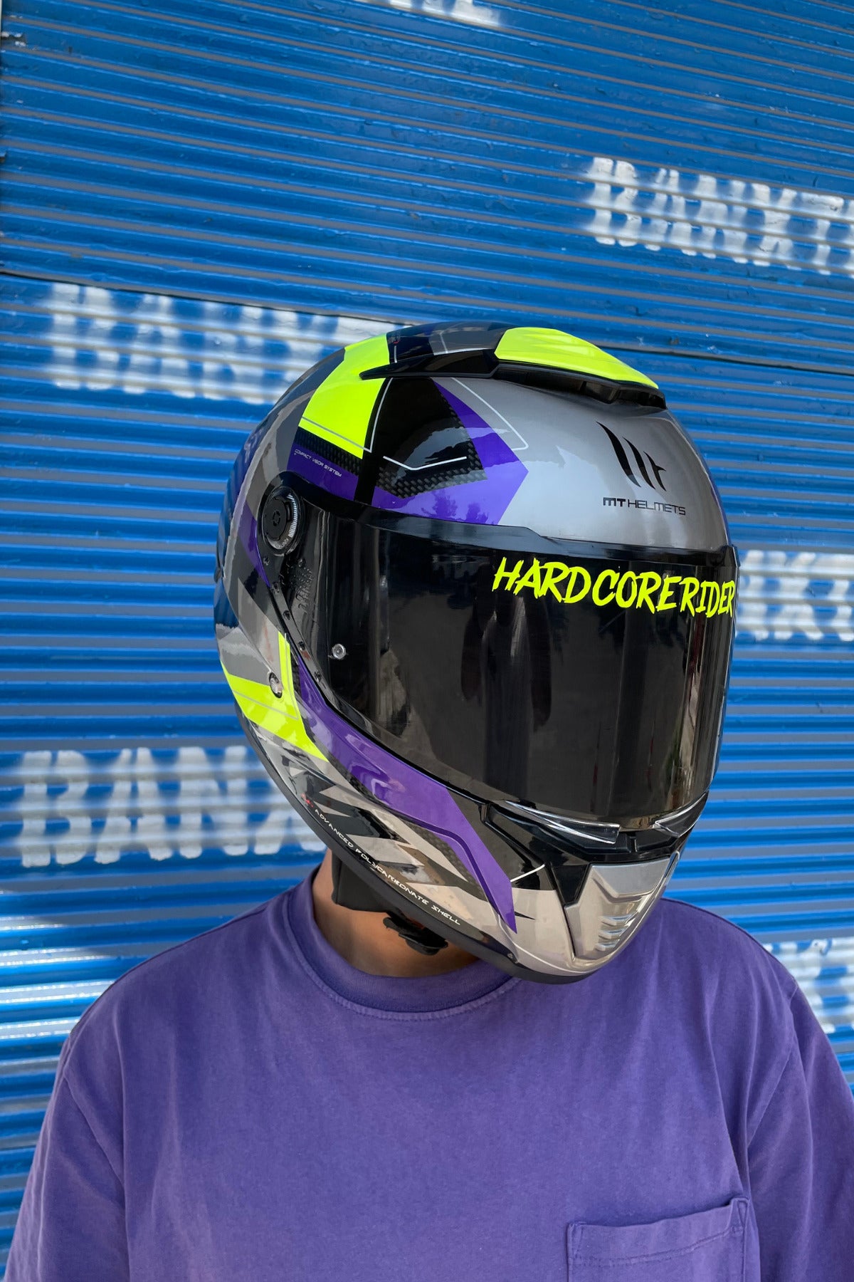 Kask Vizörü için Sticker Neon Sarı Hard Core Rider Vizör Etiketi 14CMx2CM (1 Adet)