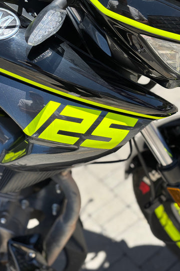 Mondial Drift-L için Neon sarı 125 Yazılı Sağ-Sol Drenaj Stickerı