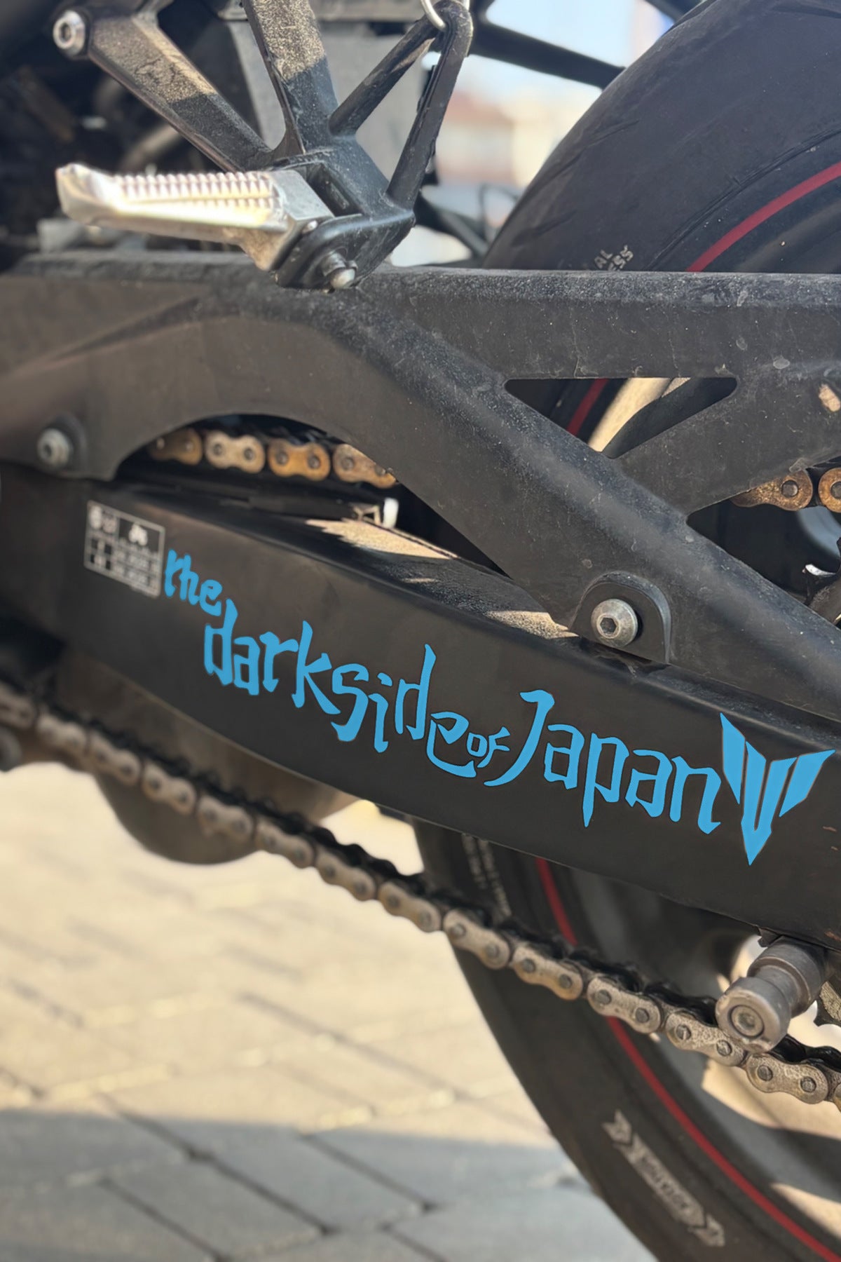 Motosiklet Yan Şase için Eğik The Dark Side of Japan Sticker Etiket