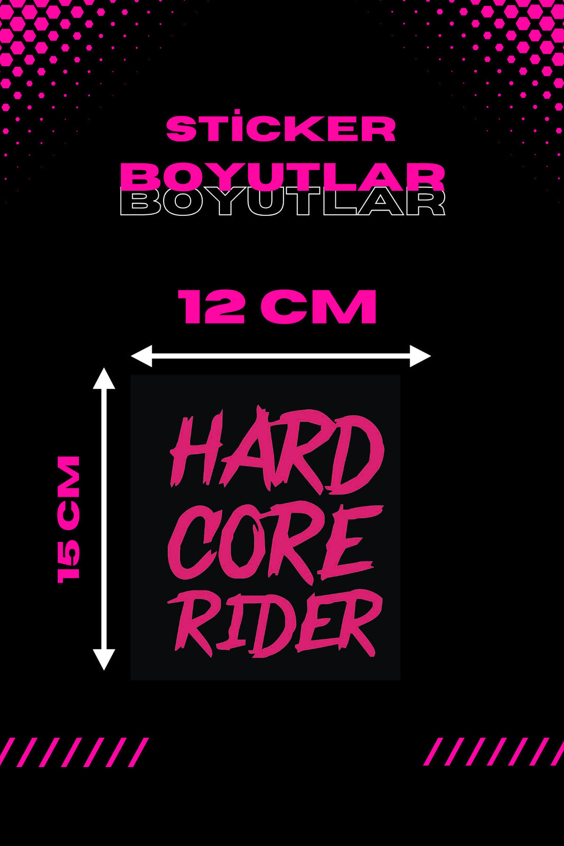 Dekoratif Neon Pembe Hard Core Rider Sticker Motor-Araba için Etiket 15CMX12CM (1 Adet)