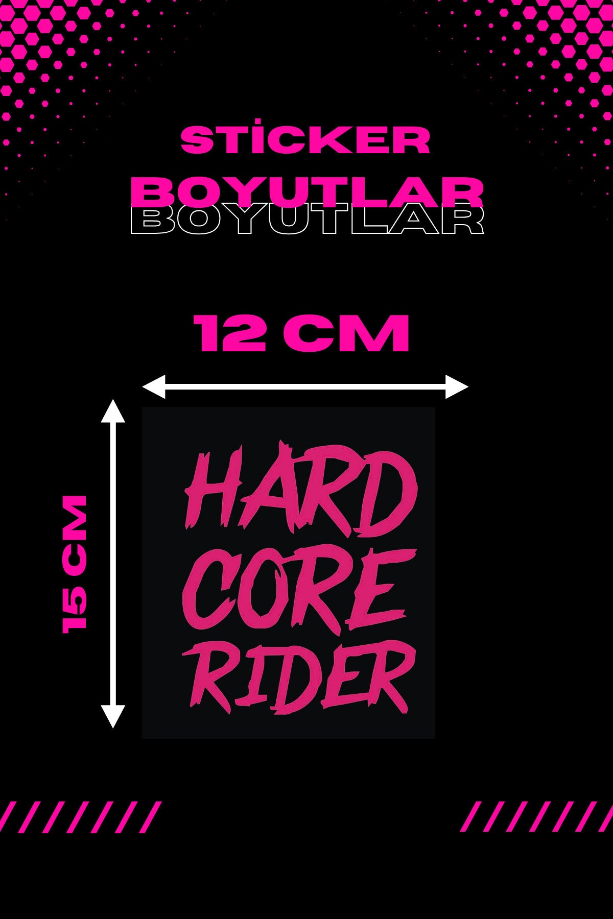 Dekoratif Neon Pembe Hard Core Rider Sticker Motor-Araba için Etiket 15CMX12CM (1 Adet)