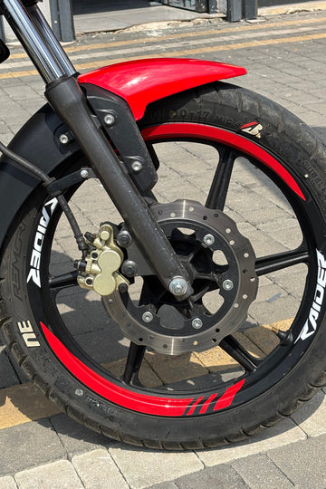 TVS Raider için Çift Renk Kırmızı-Beyaz Jant Şeridi Sticker Seti (16 Parça)