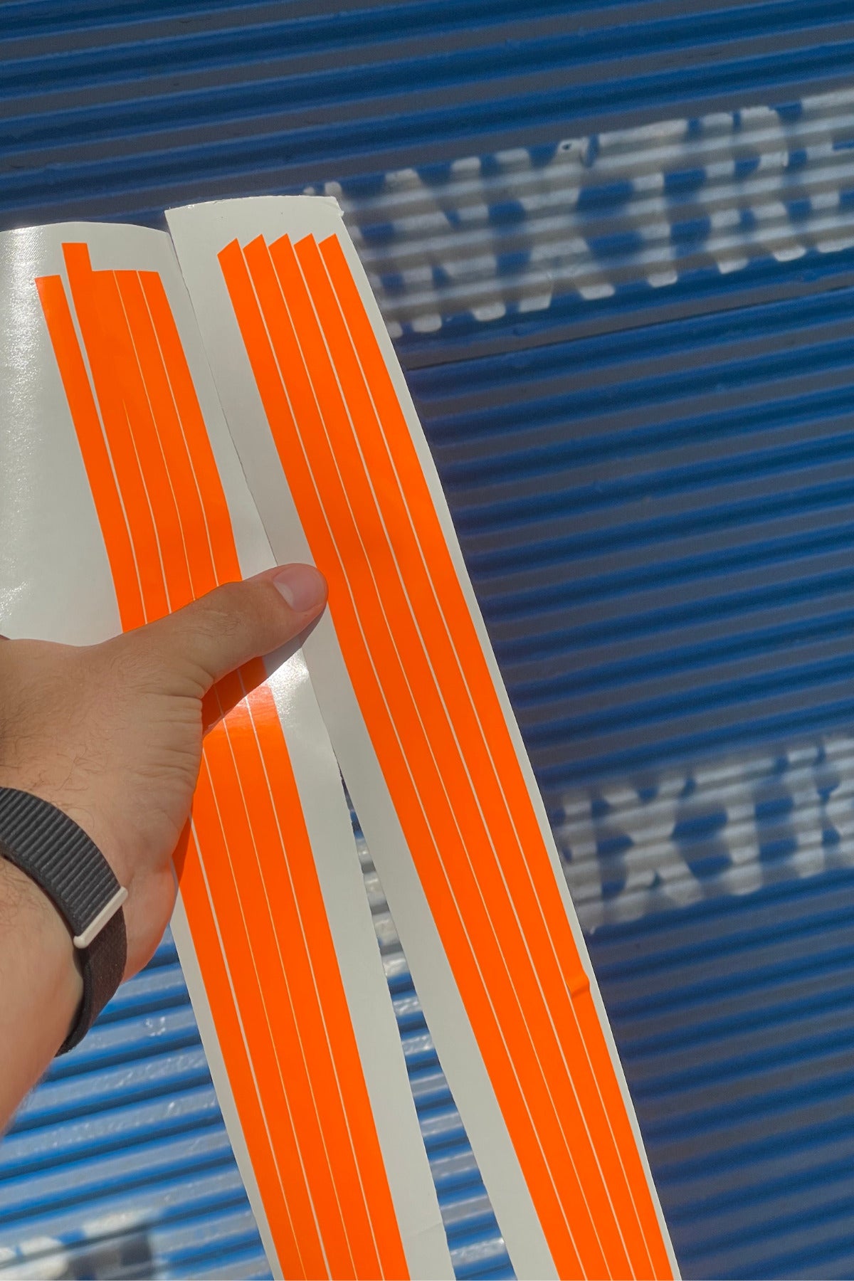 Araba-Kask-Motor için Orafol Neon Turuncu İnce Detay Şeritler Sticker Etiket 5 Parça Toplam 5 Metre