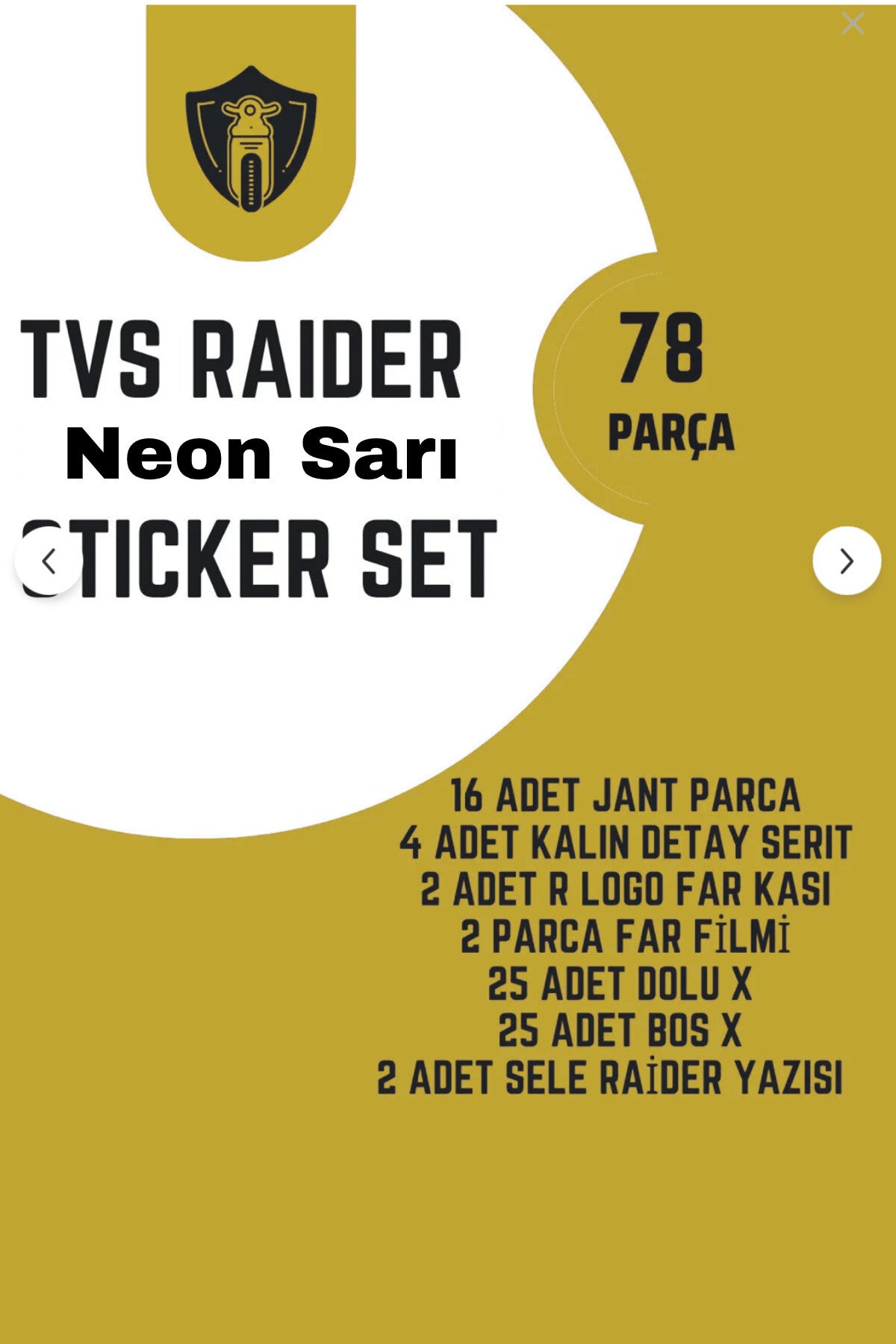 TVS Raider için 78 Parça Komple Detay Sticker Seti