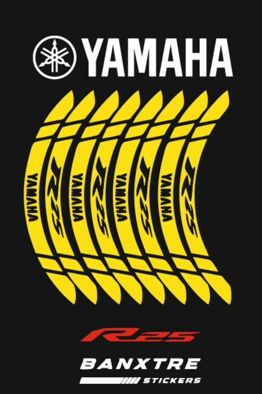 Yamaha R25 için Tüm Modellere Uyumlu Jant Şeridi (8 Parça)