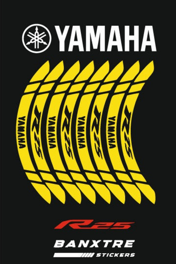Yamaha R25 için Tüm Modellere Uyumlu Jant Şeridi (8 Parça)