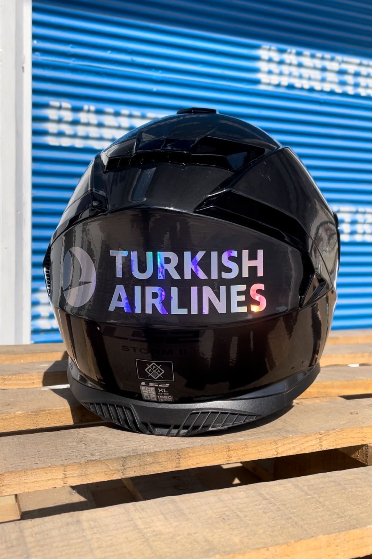 Dekoratif Hologramlı Turkish Airlines Sticker Motor-Araba-Kask için Etiket 18CMx5CM (1 Adet)