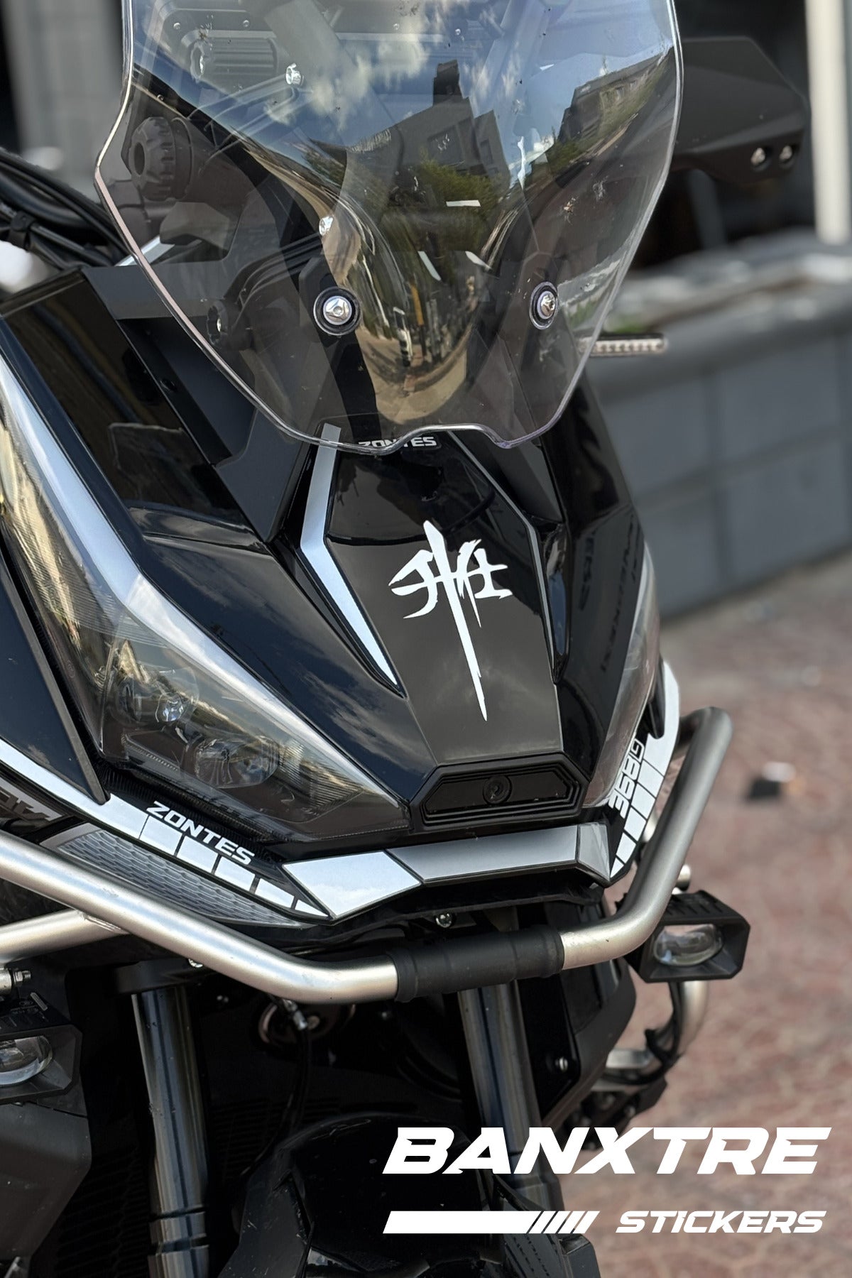 Zontes 368G/250 Scooter için Ön Kafa Zontes Logo ve Far Altı Detay Sticker Seti (3 Parça)
