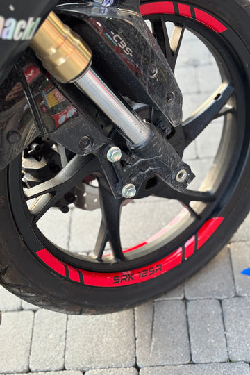 RKS ve QJ Motor SRK 125R için Kırmızı Jant Şeridi Sticker Etiket ( 8 Parça)