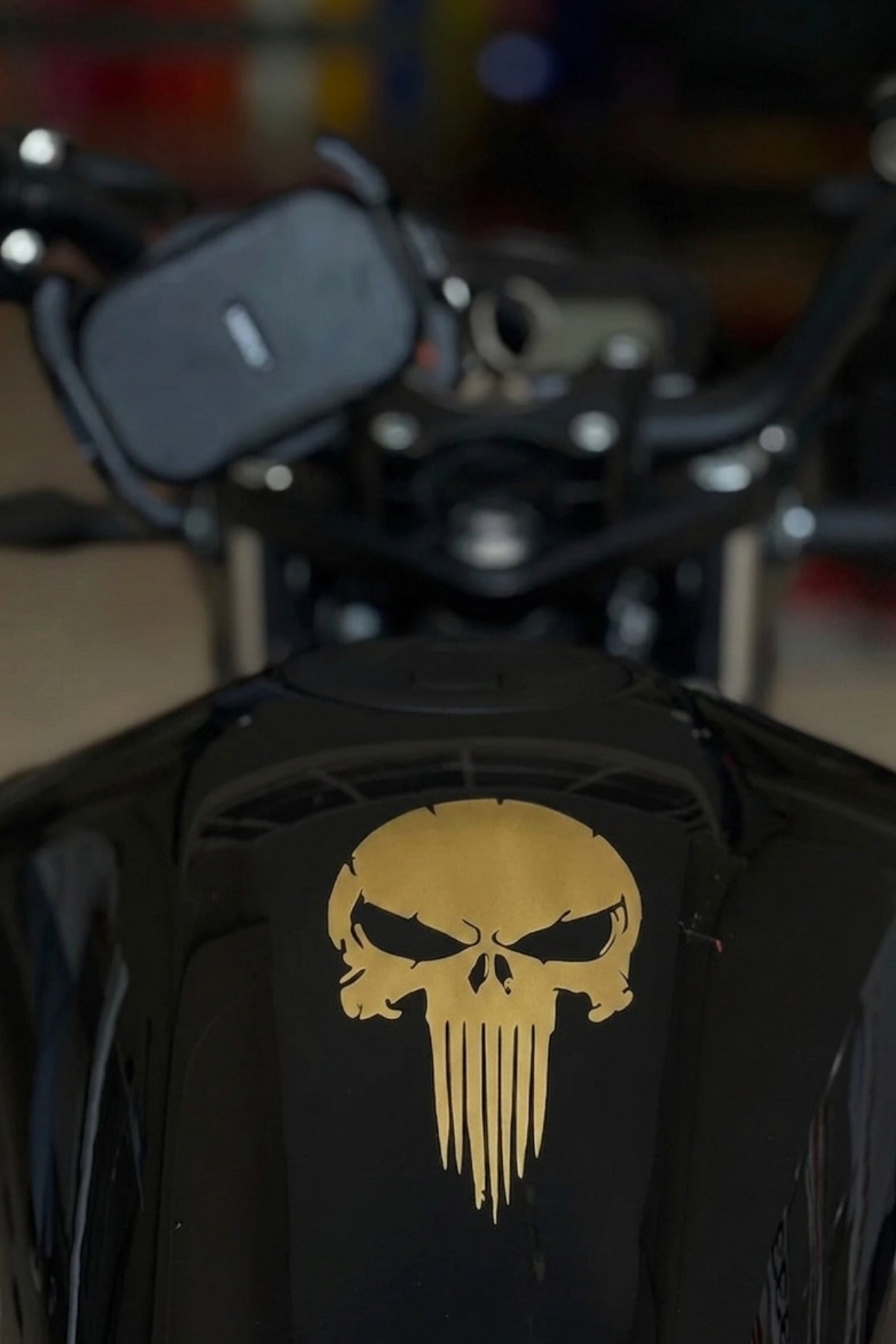 Motor ve Kask için Mat Gold Punisher Sticker Etiket (12CMx6CM)