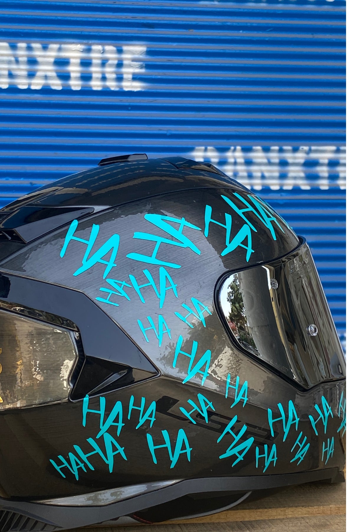 Motor-Araba-Kask için Dekoratif Turkuaz Hahaha Sticker Etiket 15CMx30CM