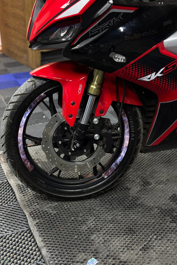 Motosiklet için 17 Inch Tüm Jantlara Uyumlu Çift Çeyrek Mermer Desen Jant Şeridi (8 Parça)