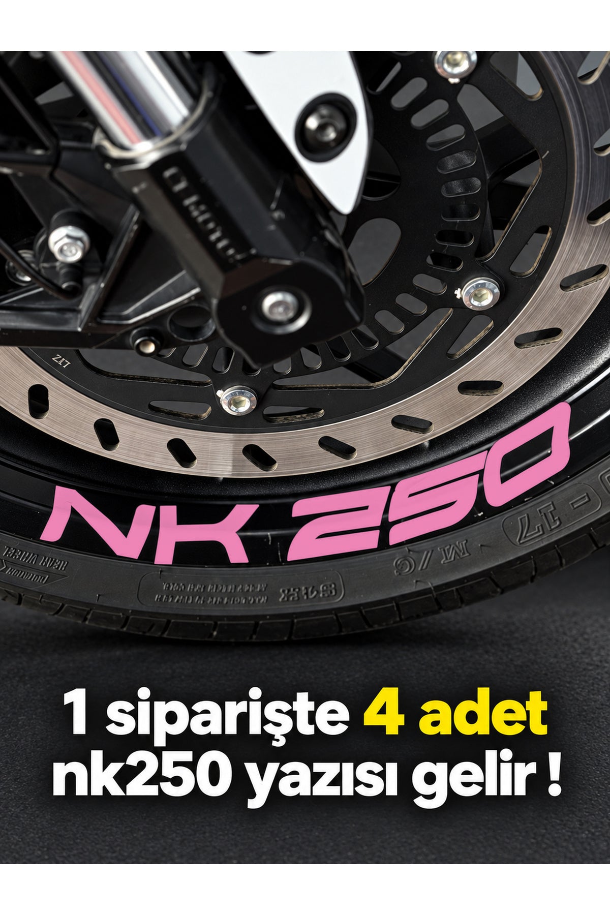 CFMOTO NK250 için Geniş Boyutlarda NK250 Jant için Yazı Sticker (1 Paketten 4 Adet Çıkar )