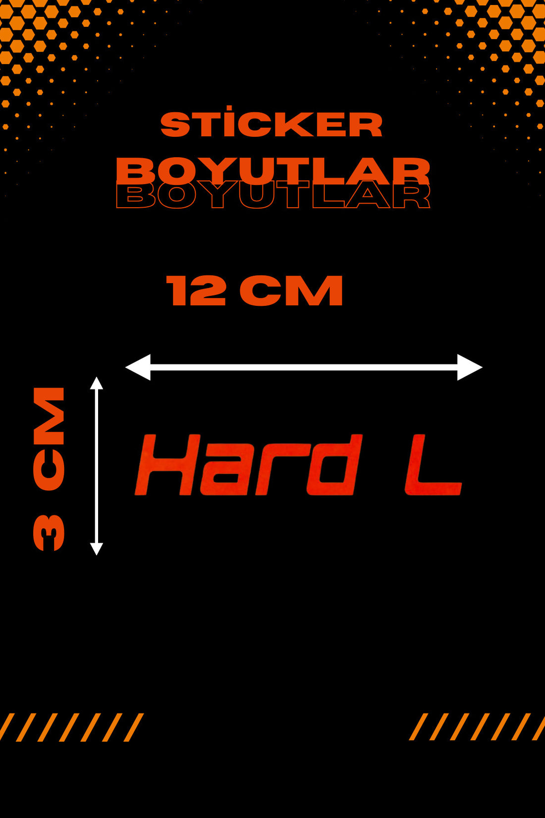 Dekoratif Neon Turuncu Hard L Sticker Araba-Motor için Etiket 12CMx3CM (1 Adet)