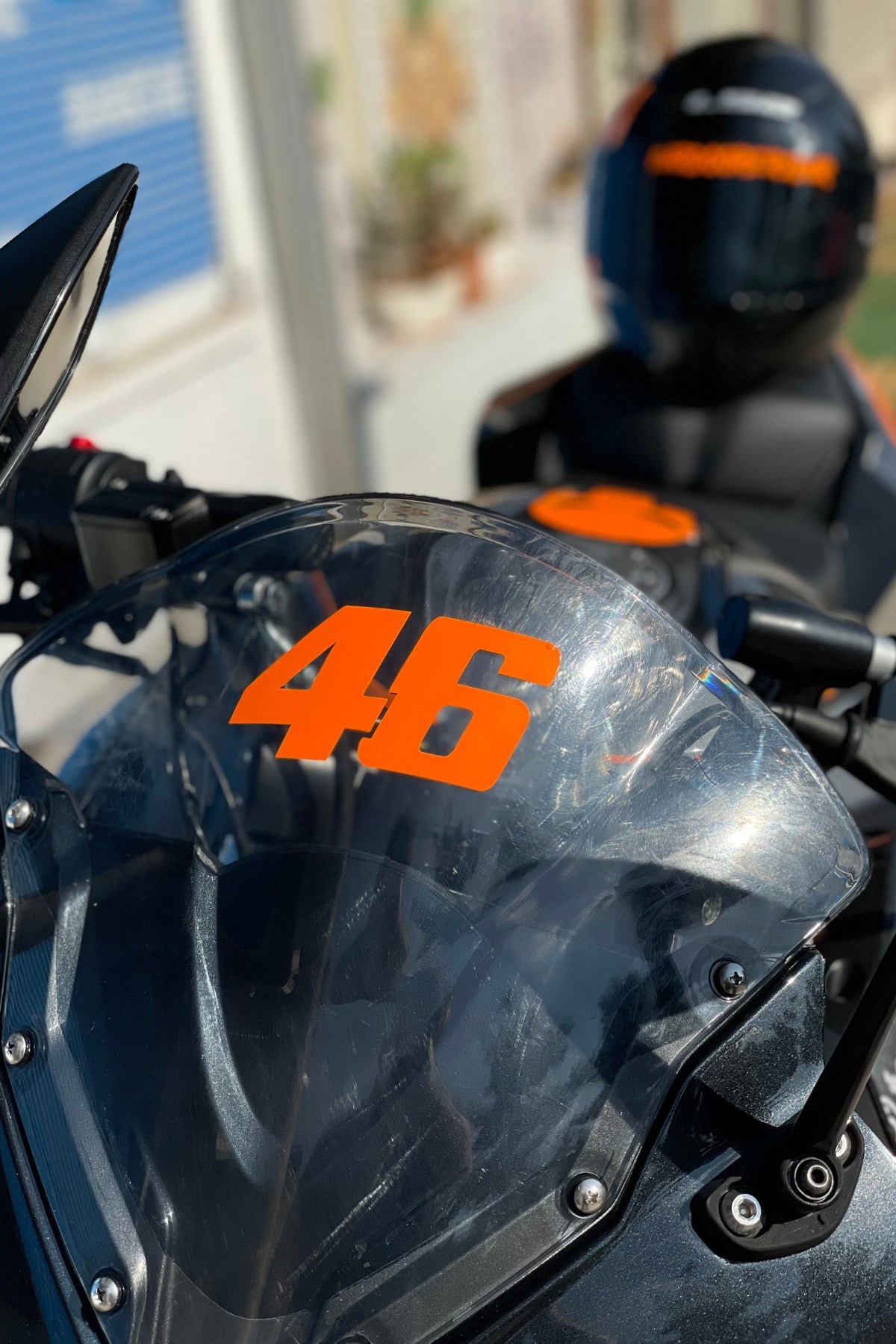 Motor-Araba-Kask için Orafol Neon Turuncu 46 Yarış Stili Sticker Etiket (1 Adet)