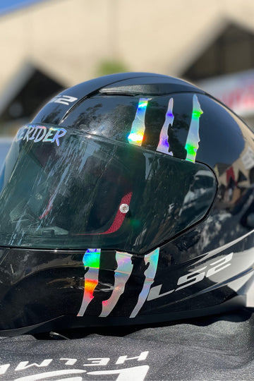 Kask için Dekoratif Hologramlı Pençe İzi Sticker Etiket 20CMx6CM (1 Adet)