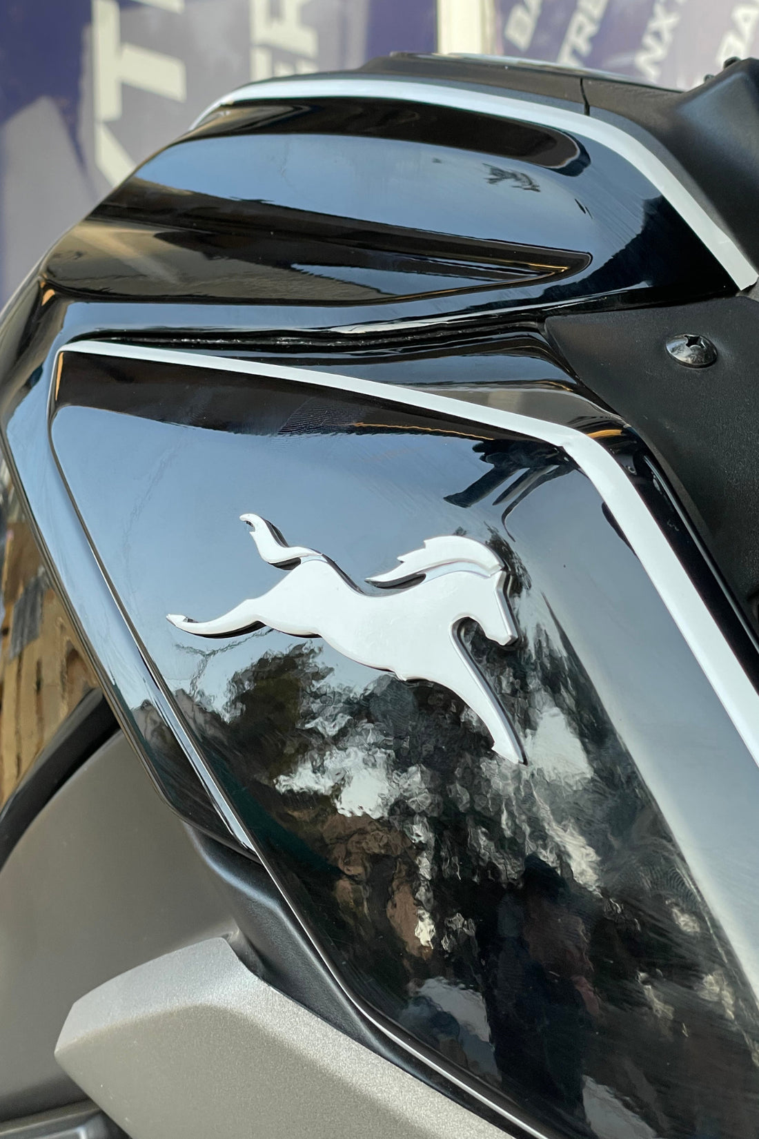 TVS Raider için Beyaz TVS At Logosu Birebir Uyumlu Sticker Seti (Sağ ve Sol )