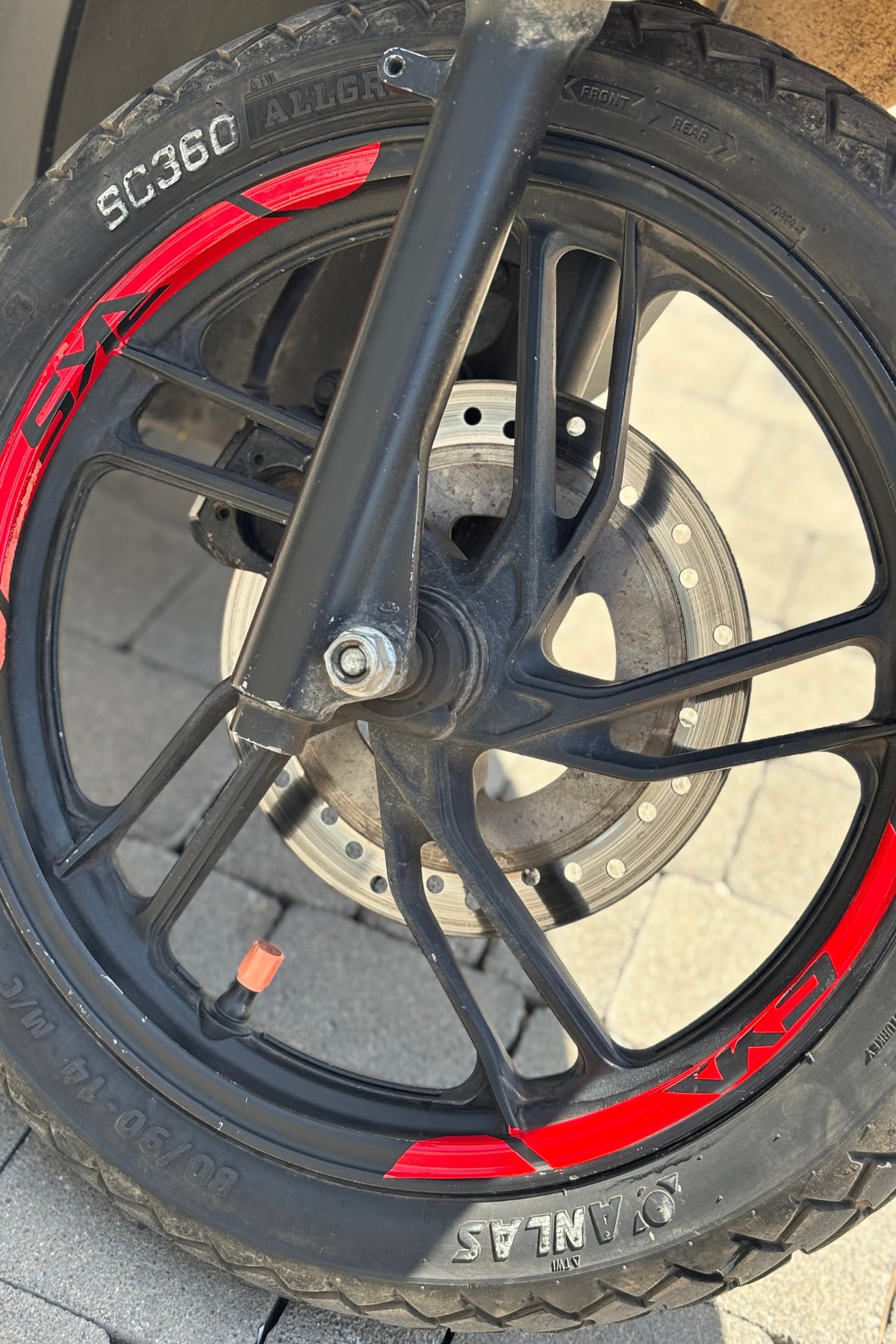 RKS Scooterlar için Kırmızı Jant Şeridi Sticker Seti (8 Parça)