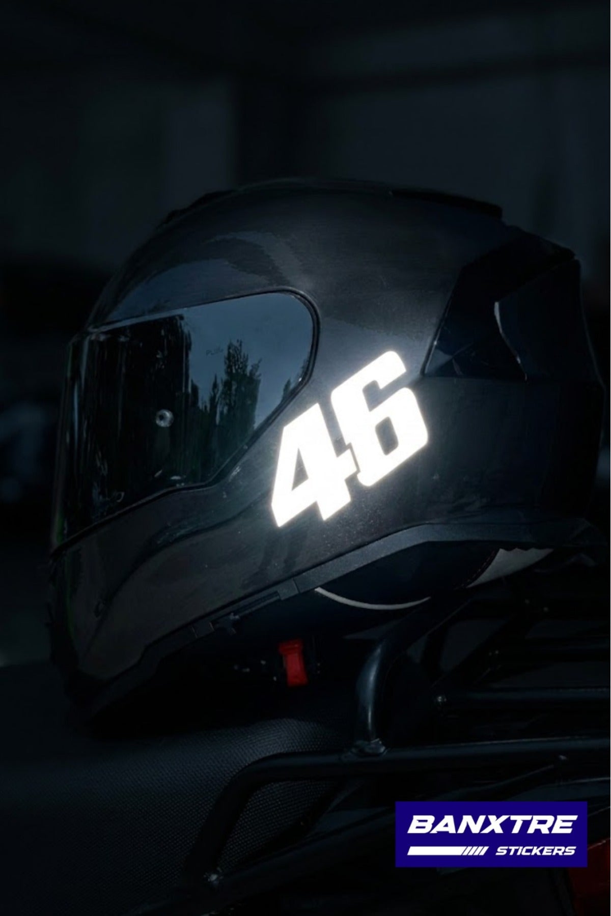 Motor-Araba-Kask için Reflektif 46 Yarış Stili Logo Sticker Etiket (1 Adet)