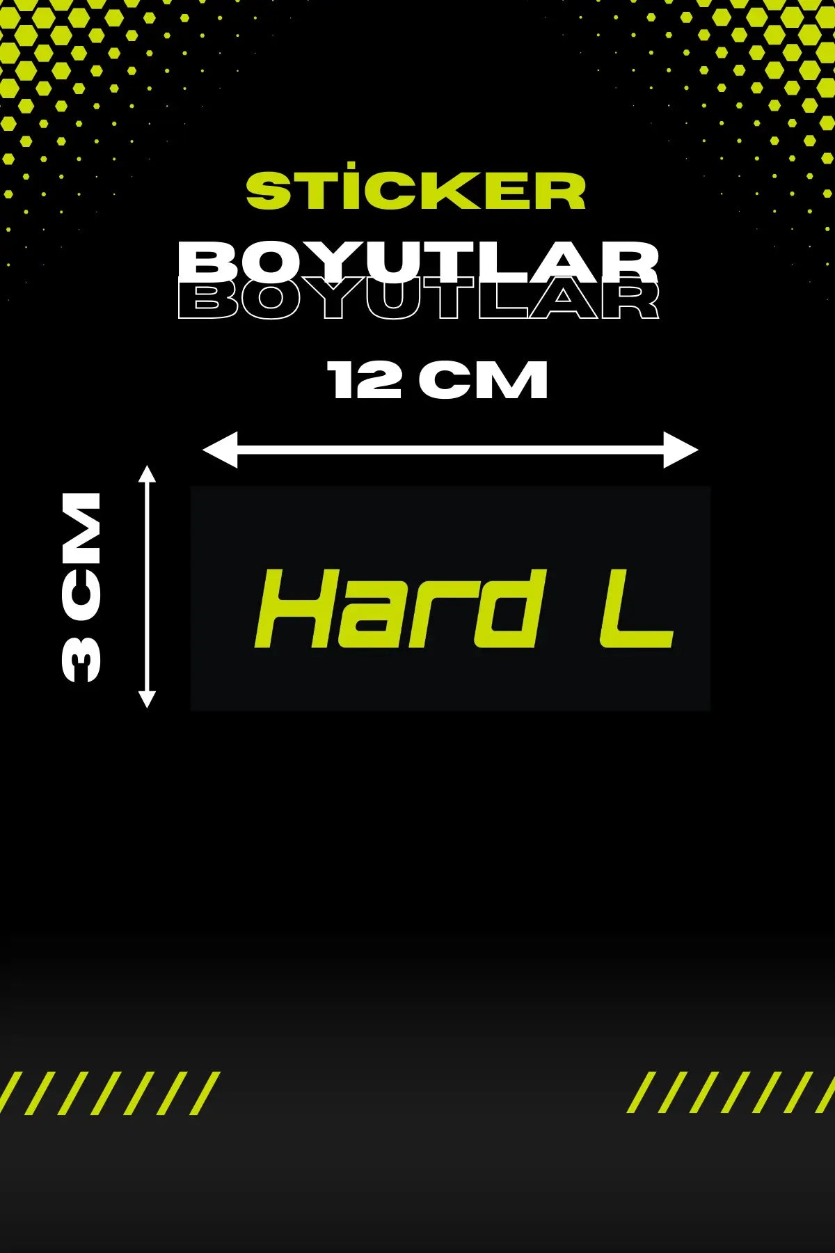 Dekoratif Neon Sarı Hard L Motor-araba Sticker Etiket 12x3cm (1 ADET)