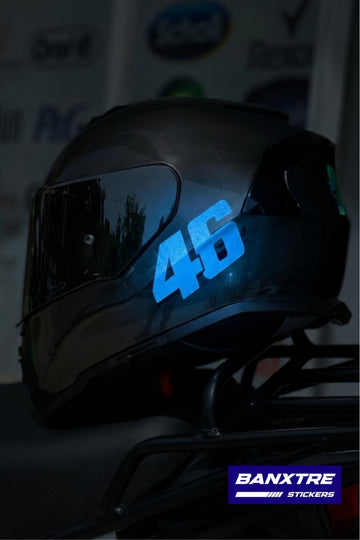 Motor-Araba-Kask için Reflektif 46 Yarış Stili Logo Sticker Etiket (1 Adet)