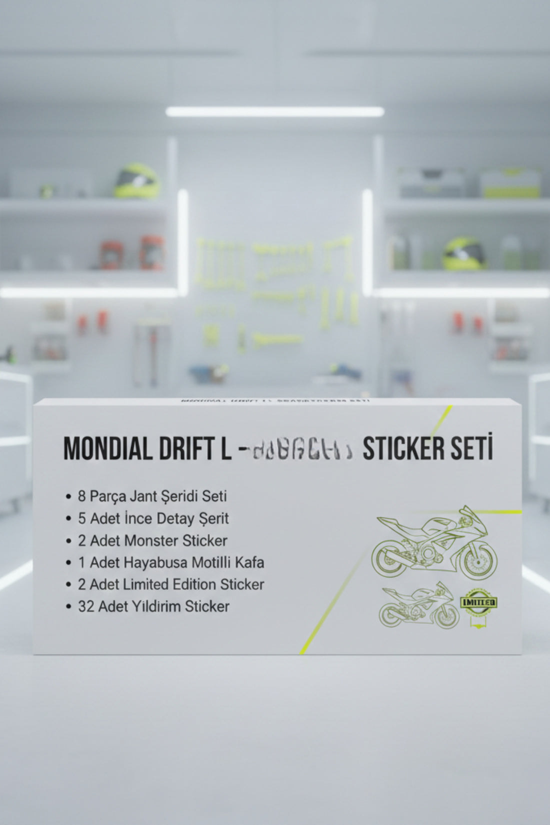 Mondial Drift-L için Beyaz Renk 51 Parça Premium Seri Sticker Seti