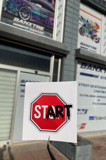 Dekoratif Motorsiklet ve Araba için Start-Stop Sticker 1 Adet (6,7CMX6CM)