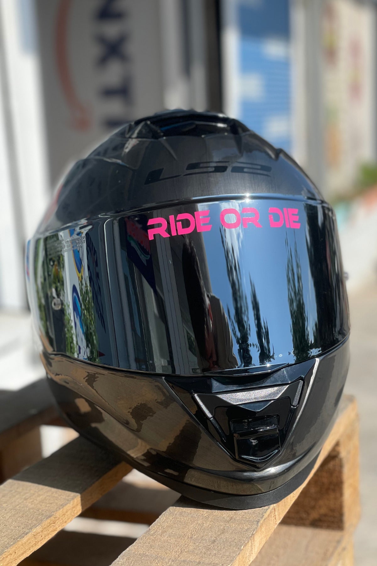 Motor için Dekoratif Pembe Ride Or Die Araba-Motor-Kask-Vizör için Etiket (1 Adet)