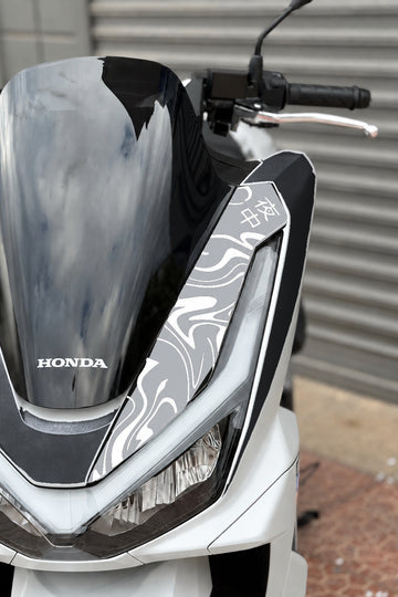 Honda PCX Deluxe Yeni Kasa 2025-2026 Uyumlu Kanji Duman Desenli Ön Panel Sticker