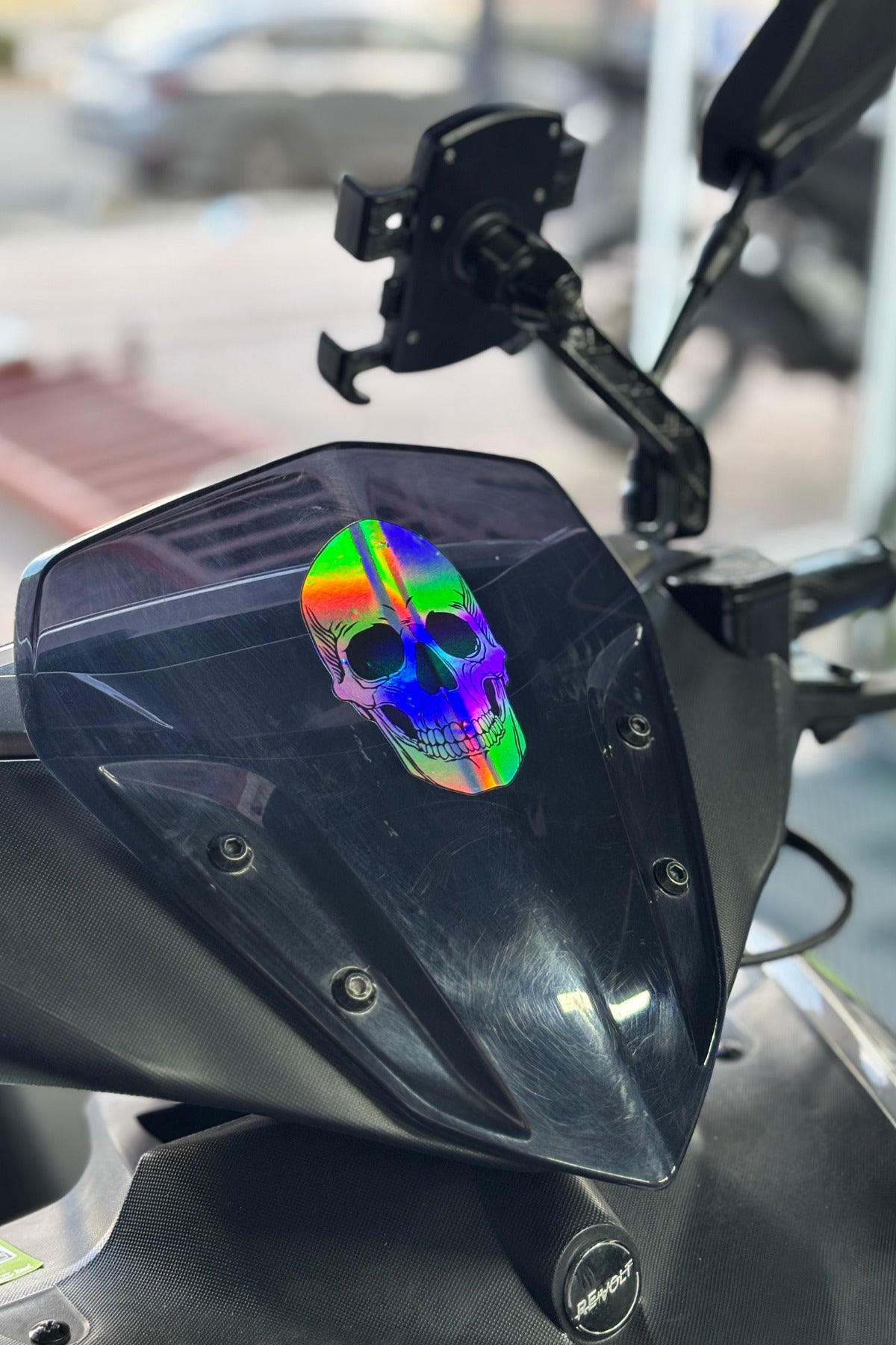 Motor ve Araba için Hologramlı Kurukafa İskelet Sticker Etiket (9CMx6CM)