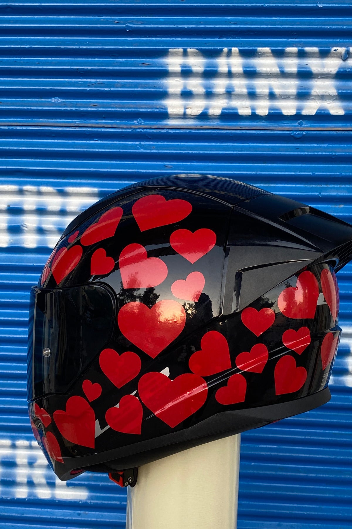 Kask-Motor-Araba için Kırmızı Kalpli Sticker Etiket Seti