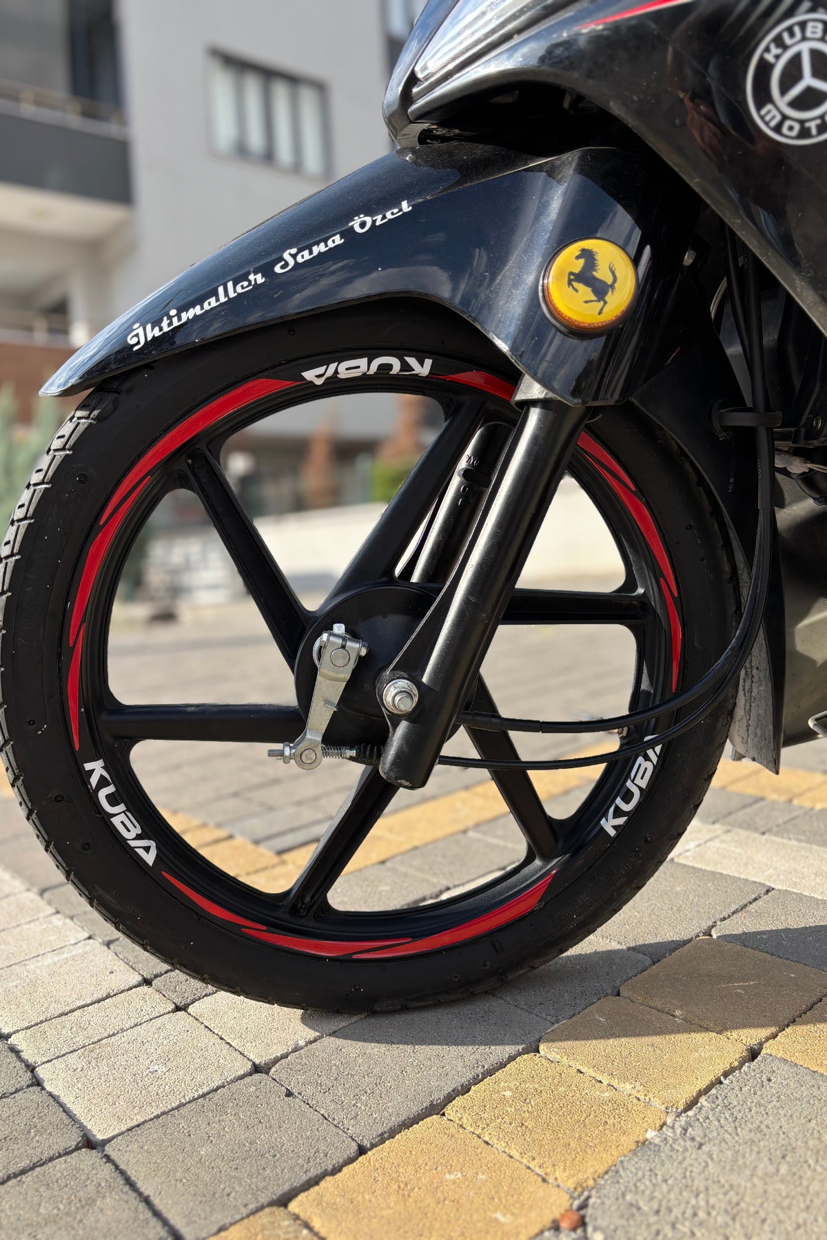 Kuba Ege Cup Motor için Kırmızı Renk Jant Şeridi Sticker Seti (Tüm Cuplara Uyumlu)