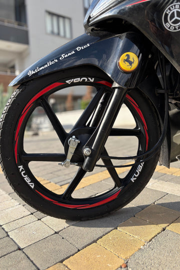 Kuba Ege Cup Motor için Kırmızı Renk Jant Şeridi Sticker Seti (Tüm Cuplara Uyumlu)