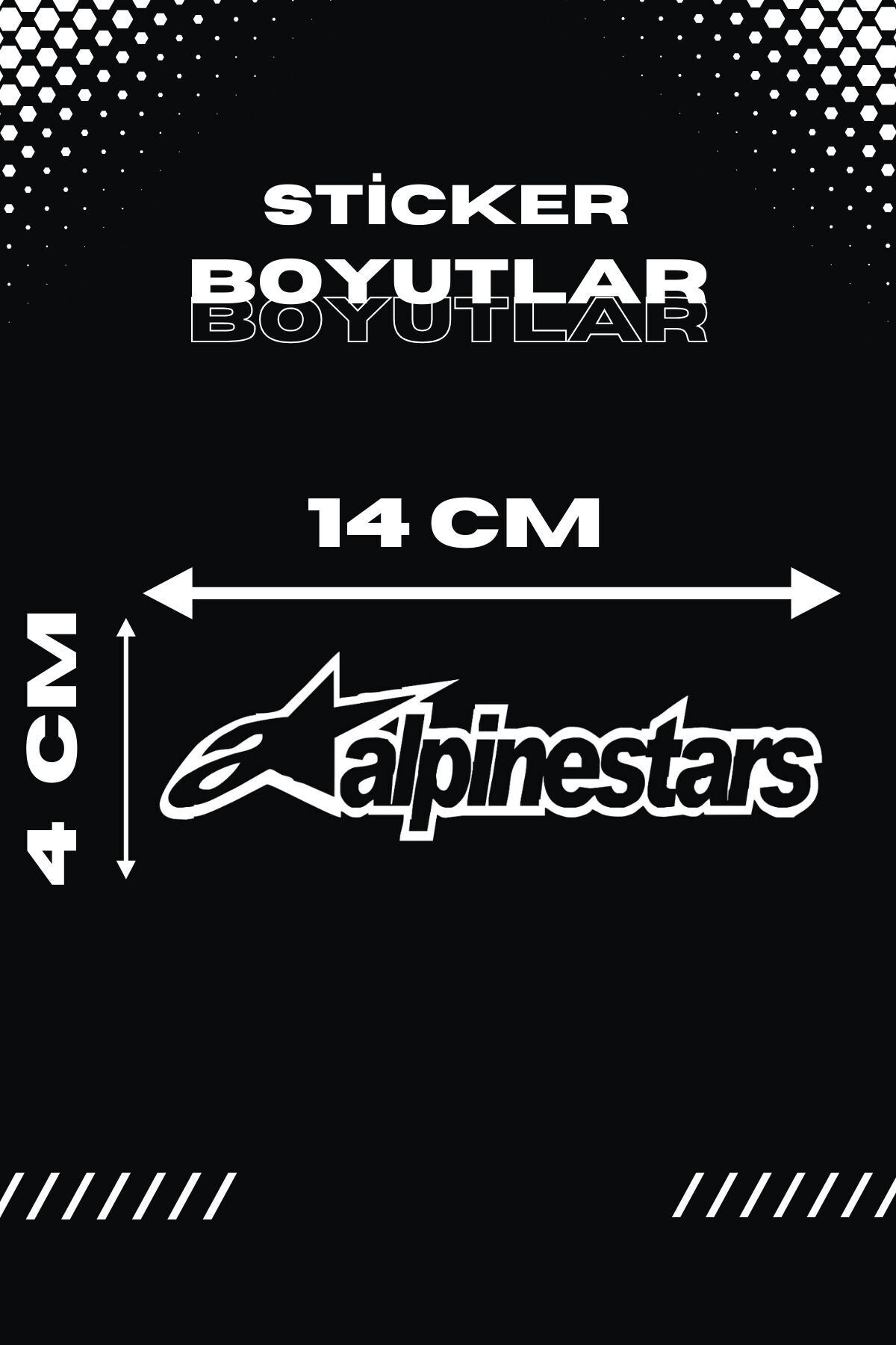Dekoratif Beyaz Alpinestars Sticker Araba-Motor-Kask için Etiket 14CMx4CM (1 Adet)