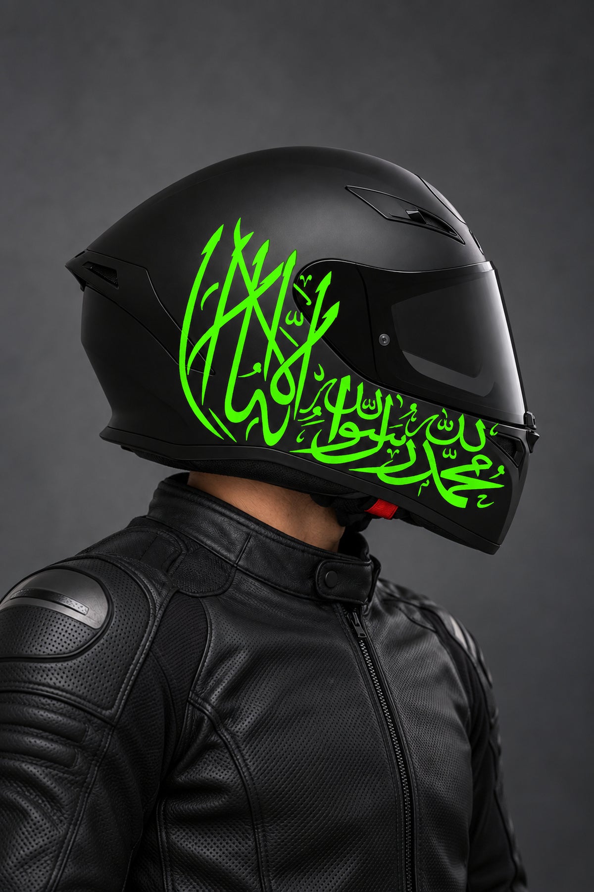 Motosiklet Kaskı için Kelime-i Tevhid Dua Arapça Sticker Etiket (1 Adet)