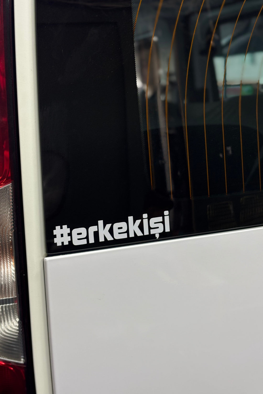 Motor ve Araba için Beyaz Renk Erkek İşi Sticker Etiket (12CM)(1 Adet)