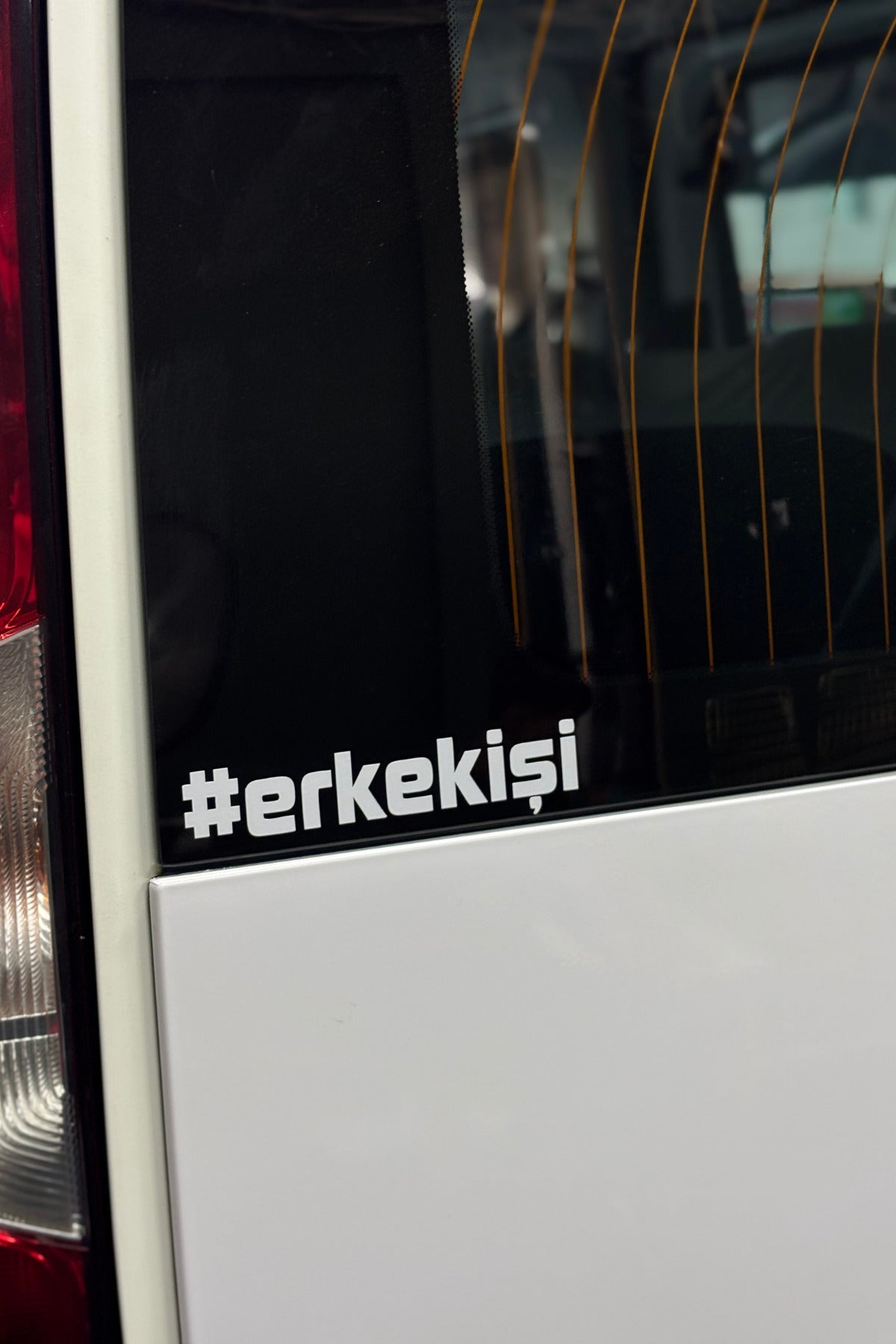 Motor ve Araba için Beyaz Renk Erkek İşi Sticker Etiket (12CM)(1 Adet)