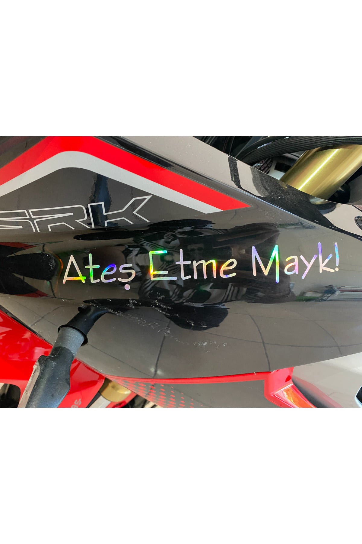 Motor-Araba-Kask için Hologram Renk' Ateş Etme Mayk' Sticker Etiket (20CM)