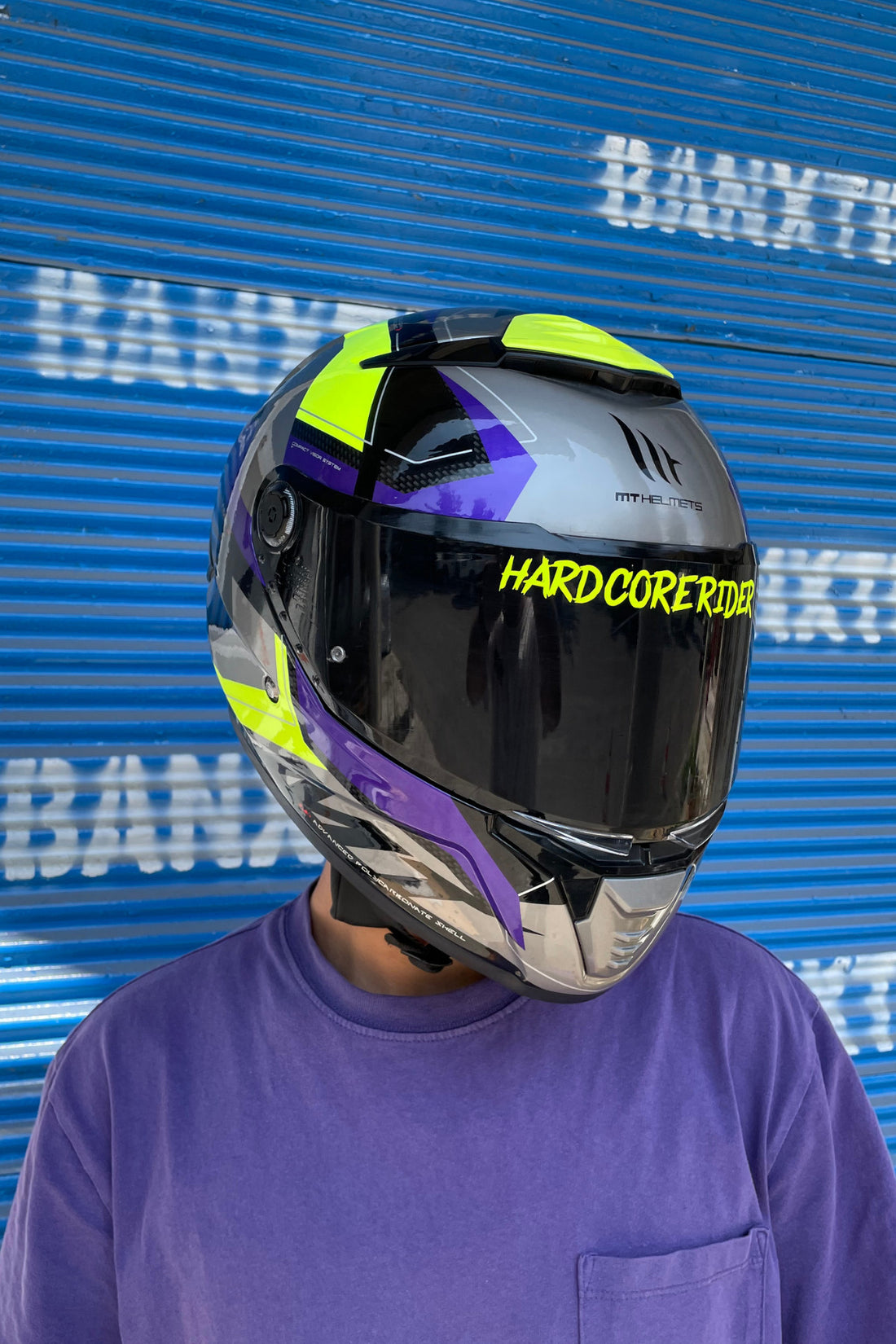 Kask Vizörü için Sticker Neon Sarı Hard Core Rider Vizör Etiketi 14CMx2CM (1 Adet)