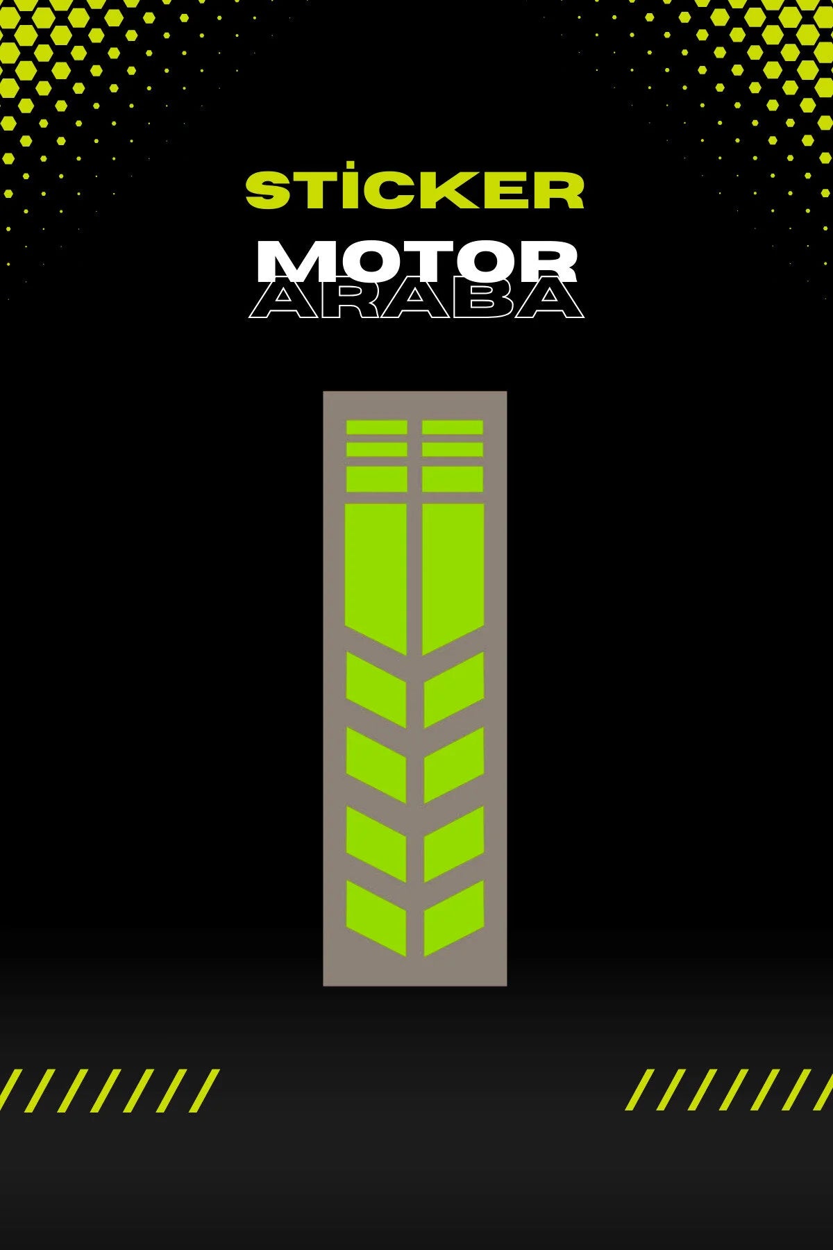 Dekoratif Tampon Şeridi Neon Sarı Motor Ve Araba Için Etiket 27cmx7cm