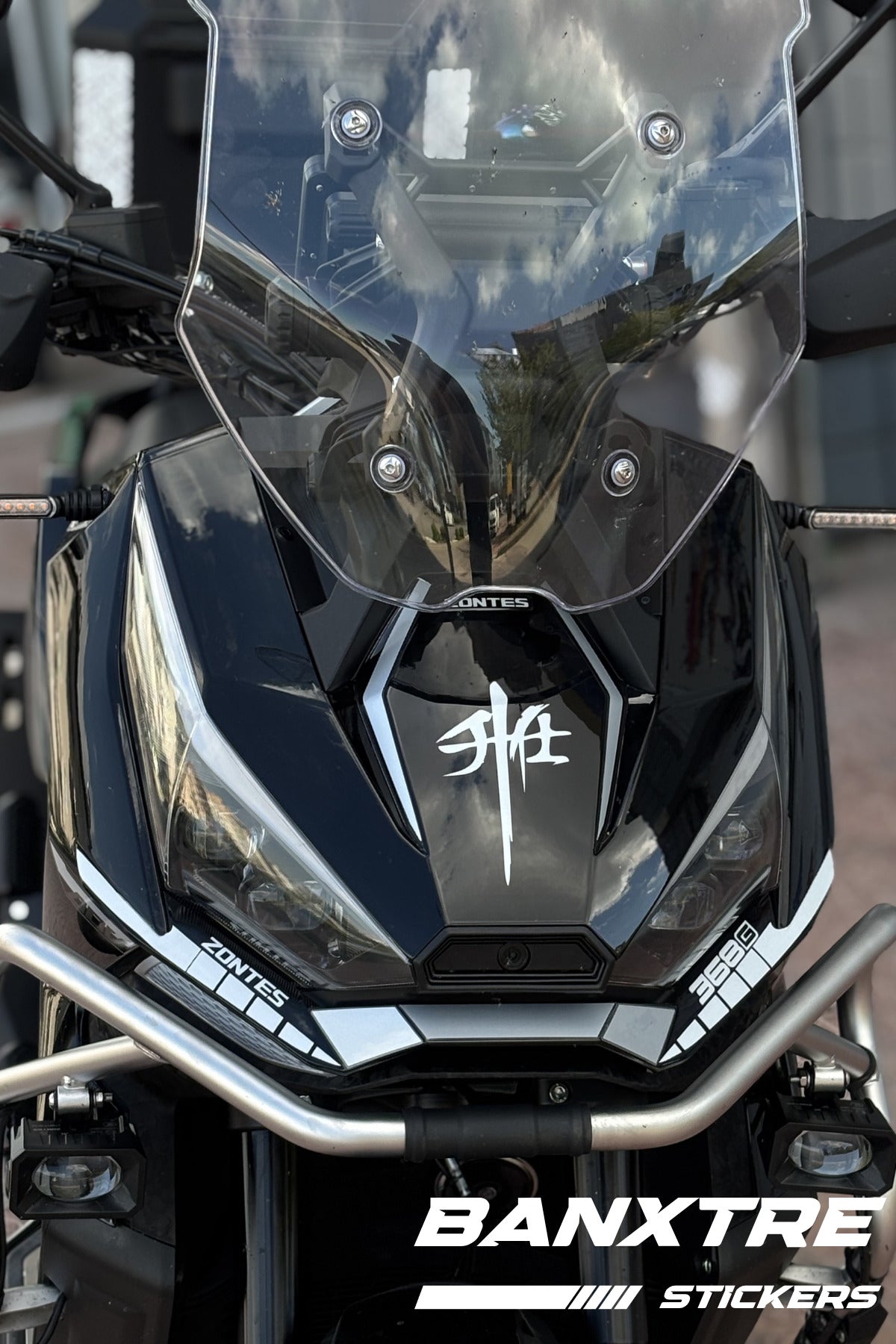 Zontes 368G/250 Scooter için Ön Kafa Zontes Logo ve Far Altı Detay Sticker Seti (3 Parça)