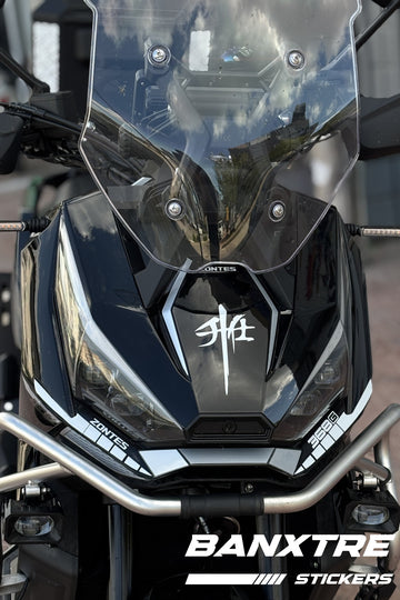 Zontes 368G/250 Scooter için Ön Kafa Zontes Logo ve Far Altı Detay Sticker Seti (3 Parça)