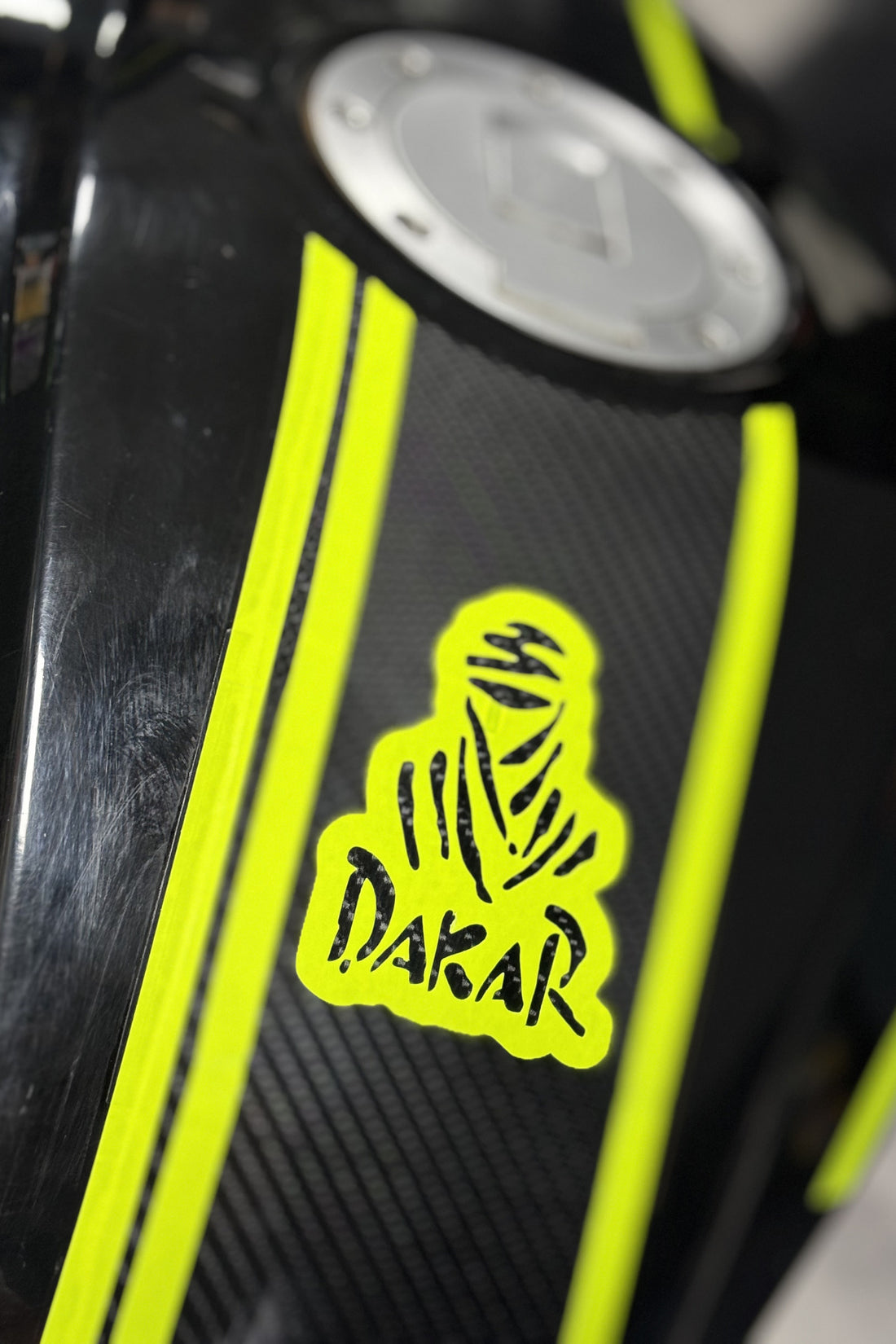 Motor-Araba-Kask için Neon Sarı Dakar Rally Sticker Etiket (1 Adet)