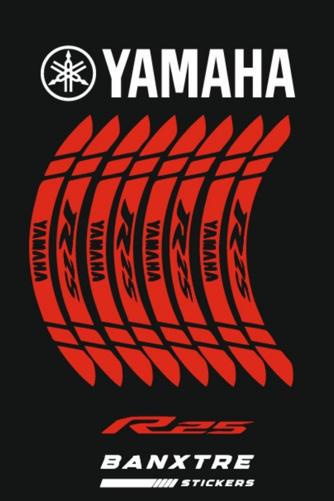 Yamaha R25 için Tüm Modellere Uyumlu Jant Şeridi (8 Parça)