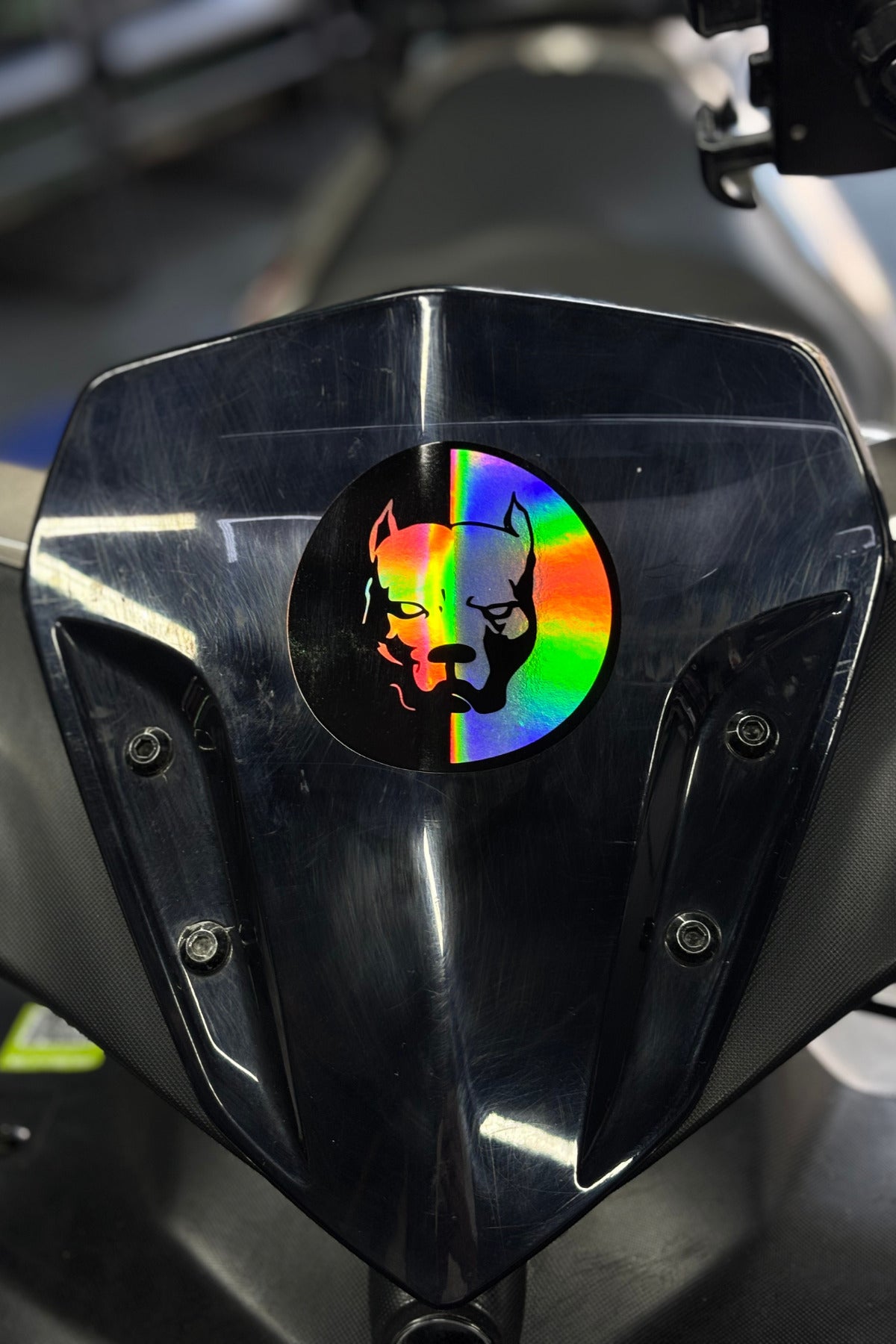 Motor ve Araba için Hologramlı Pitbull Köpek Sticker Etiket (8CMx8CM)(1 Adet)