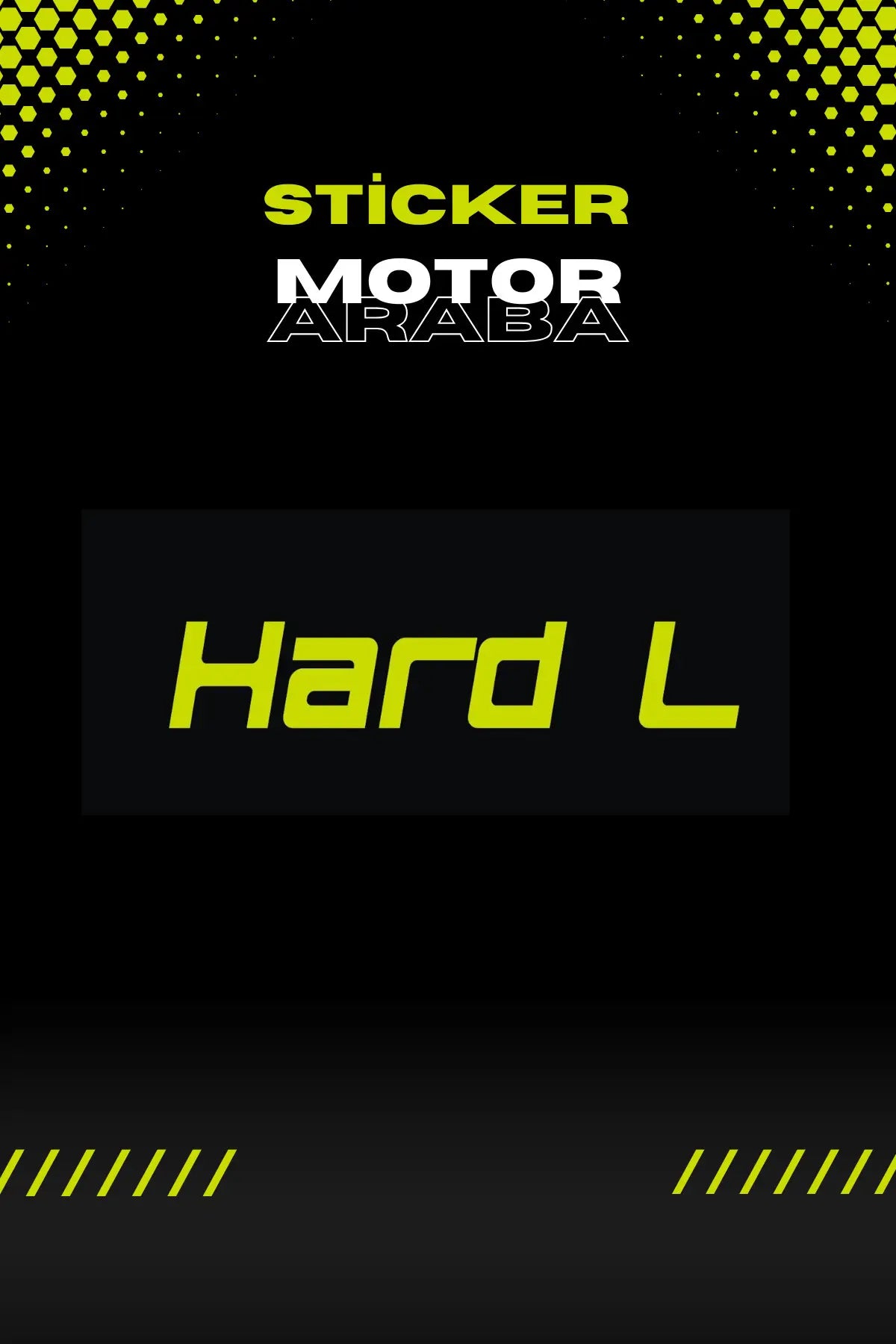 Dekoratif Neon Sarı Hard L Motor-araba Sticker Etiket 12x3cm (1 ADET)