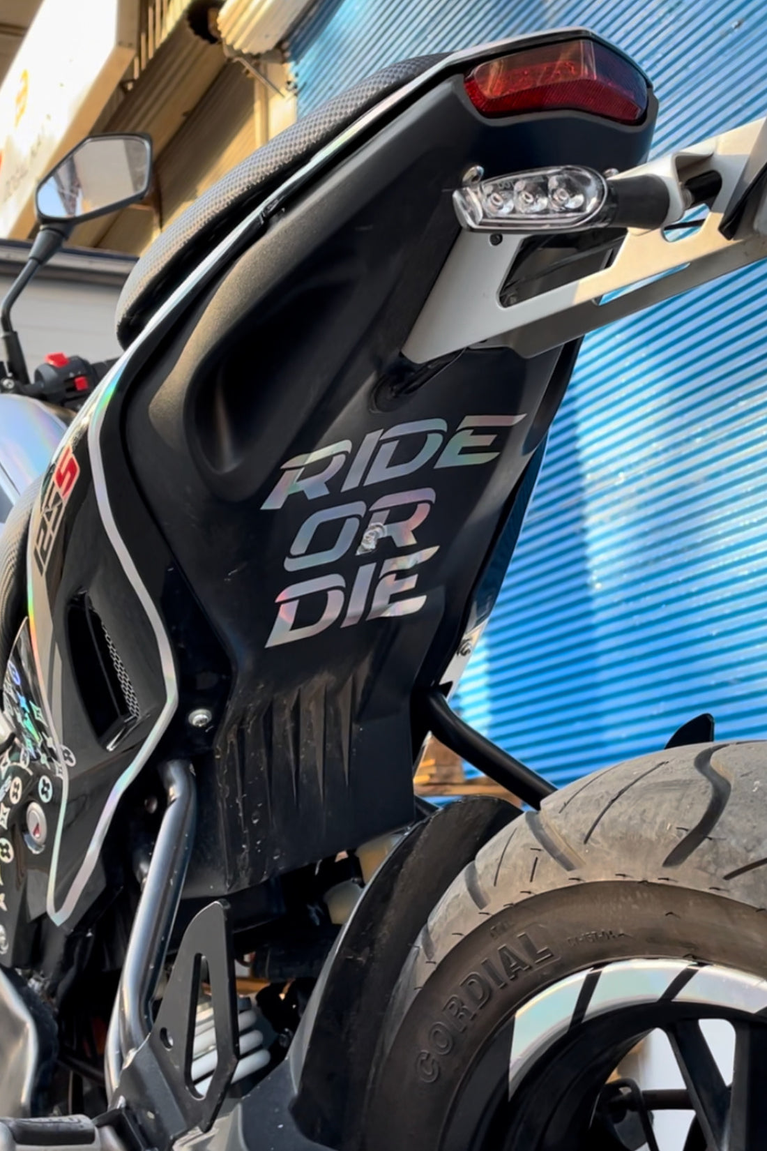 Motor için Dekoratif Sticker Hologramlı Ride Or Die Sele Altı Sticker Etiket 17CMX16CM (1 Adet)