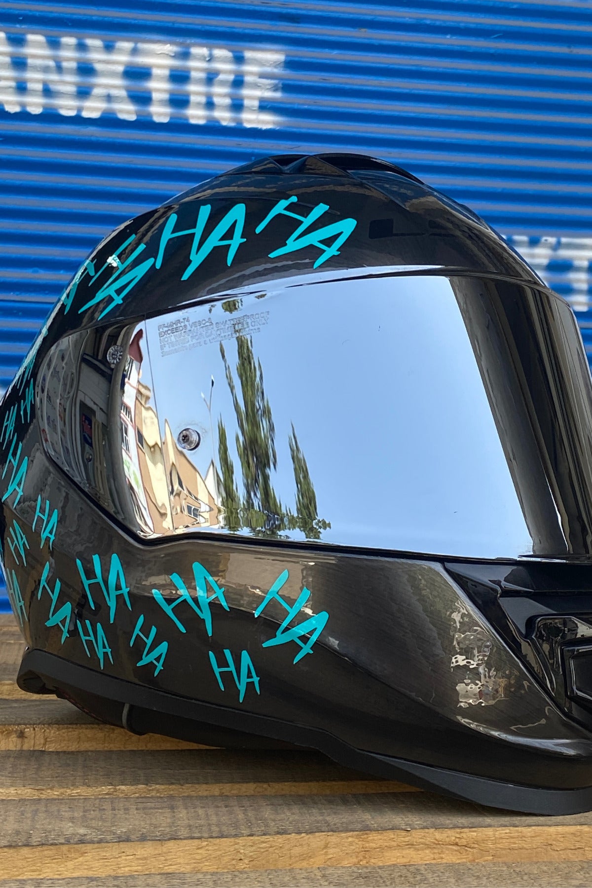 Motor-Araba-Kask için Dekoratif Turkuaz Hahaha Sticker Etiket 15CMx30CM